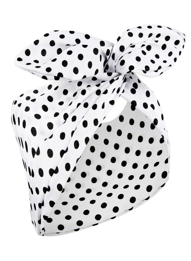 هواتشي طوق رأس هواتشي أبيض منقط، طوق شعر سلكي عتيق مع فيونكة، أطواق رأس عريضة، إكسسوارات شعر ريترو من الخمسينيات للنساء، طوق شعر لطيف لحفلات تنكرية على شكل أذني أرنب من الخمسينيات. - Image 1